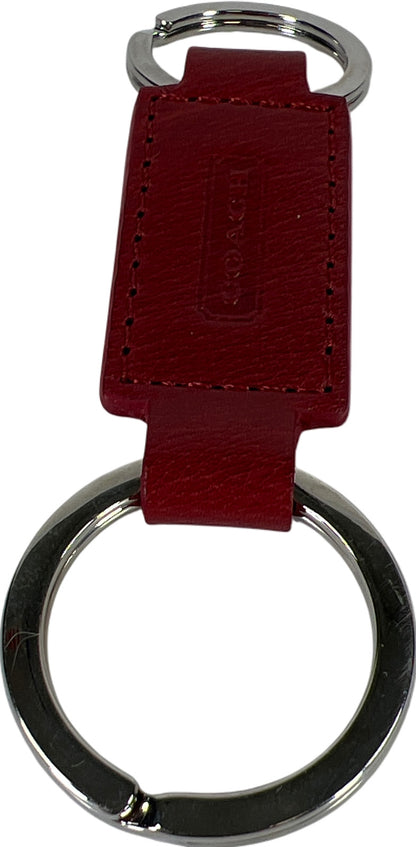 Coach Red Leather Keychain Key Ring with Dust Bag