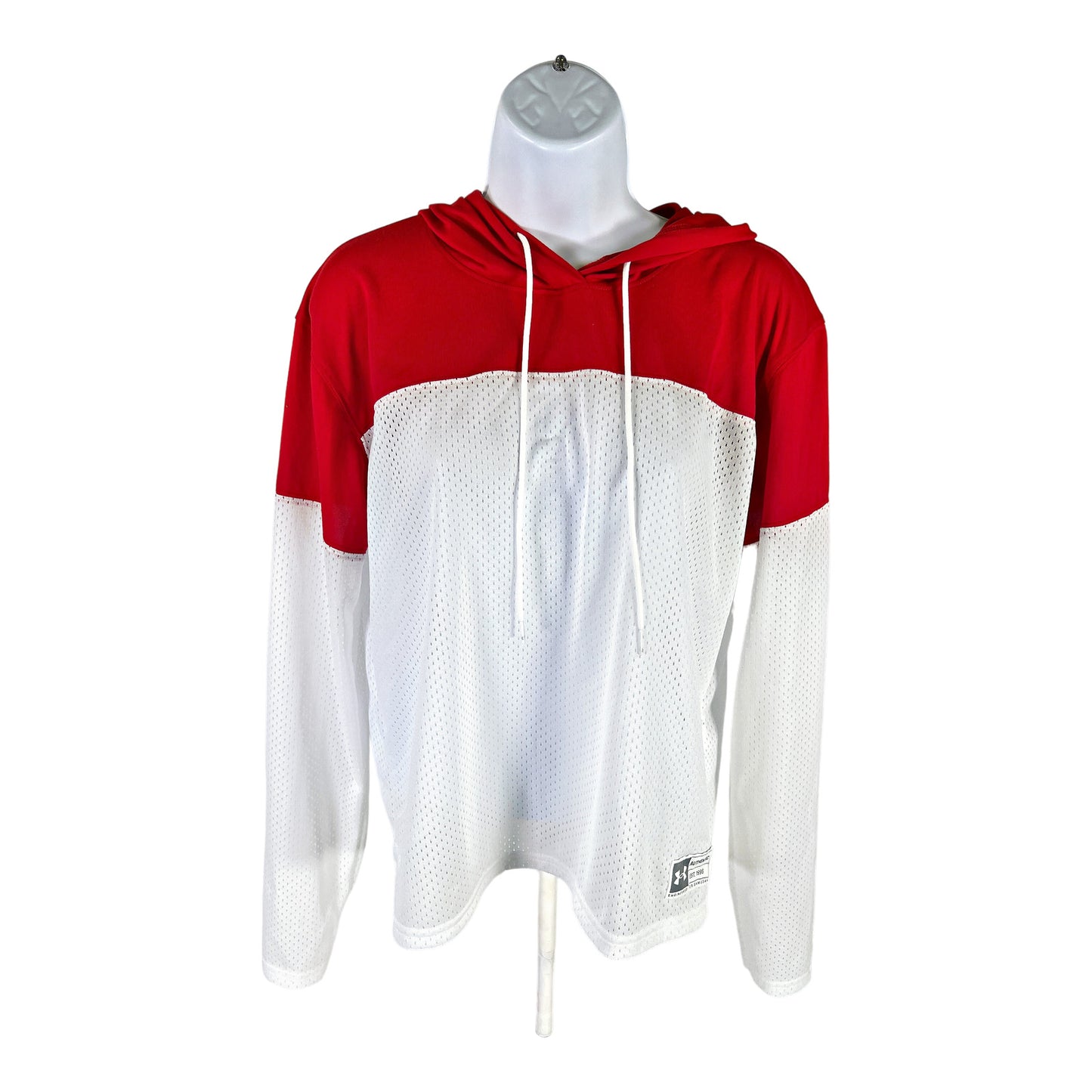 NEW Under Armour Women’s White/Red Mesh Crop Jersey Hoodie - M