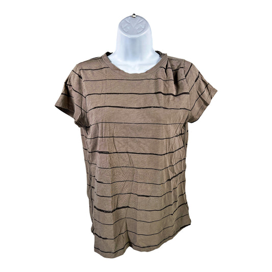 Athleta Women’s Light Brown Striped Short Sleeve T-Shirt - M