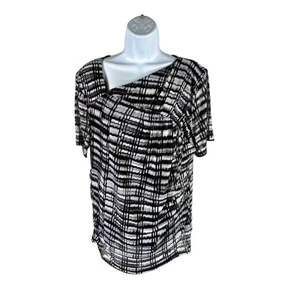 Calvin Klein Women’s Black/White Short Sleeve Blouse - XL