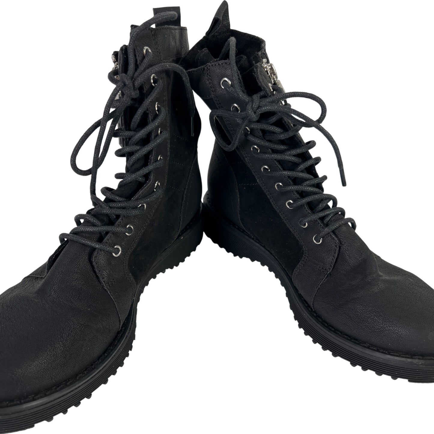 Rocket Dog Women&#39;s Black Lace Up Faux Leather Combat Boots - 7.5