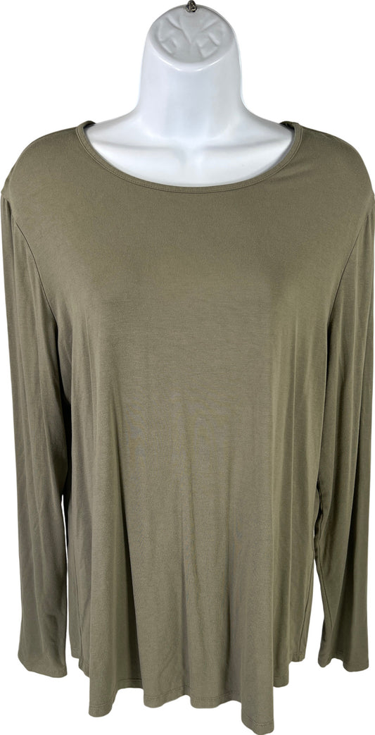 Chico’s Women’s Green Long Sleeve Rayon Stretch T-Shirt - 2/US L