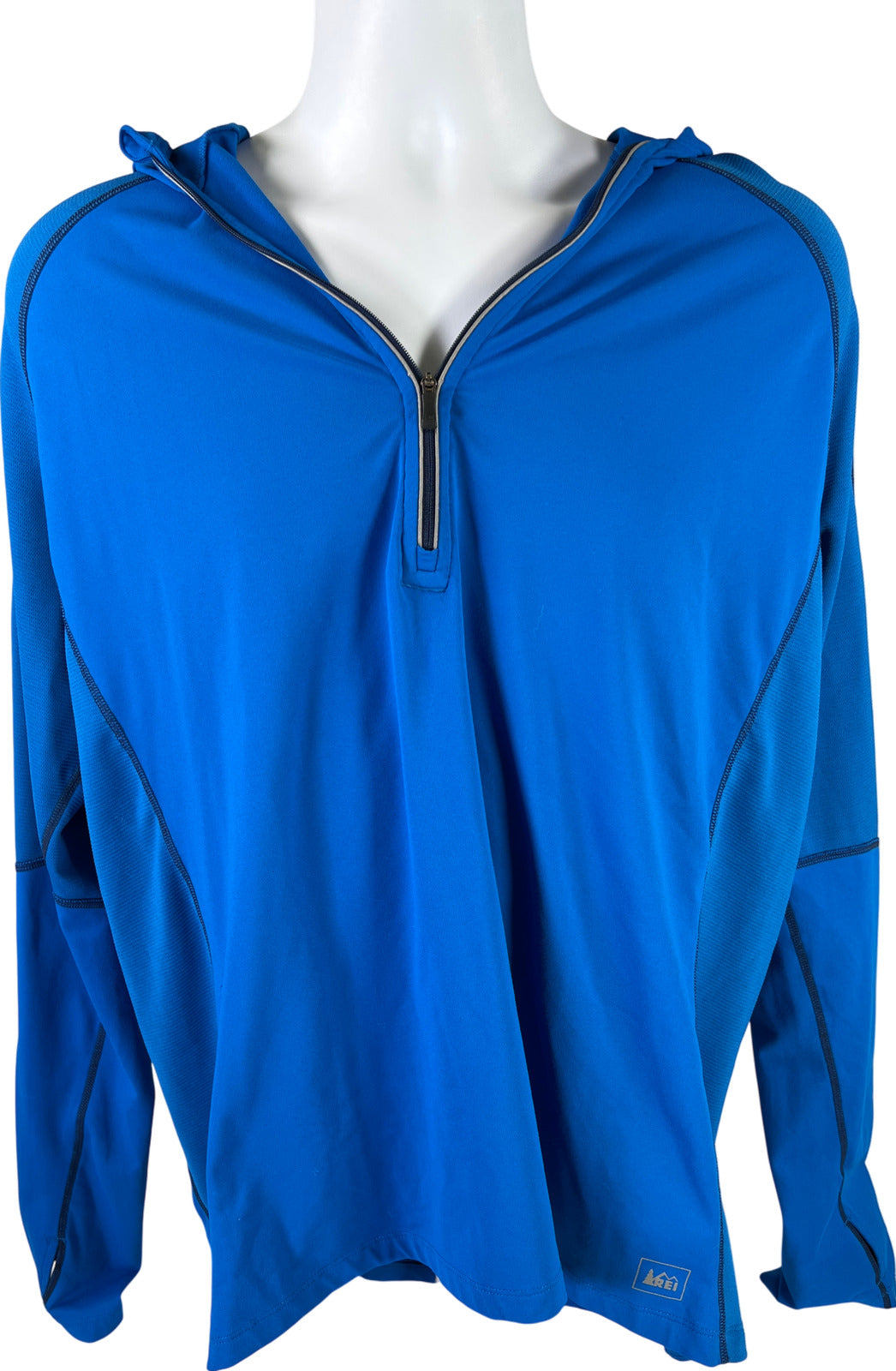 REI Men’s Blue Long Sleeve 1/2 Zip Hooded Athletic Shirt - XL