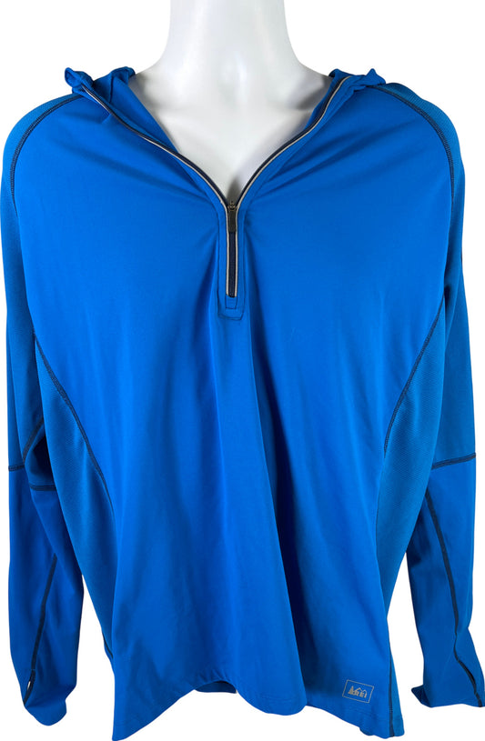 REI Men’s Blue Long Sleeve 1/2 Zip Hooded Athletic Shirt - XL