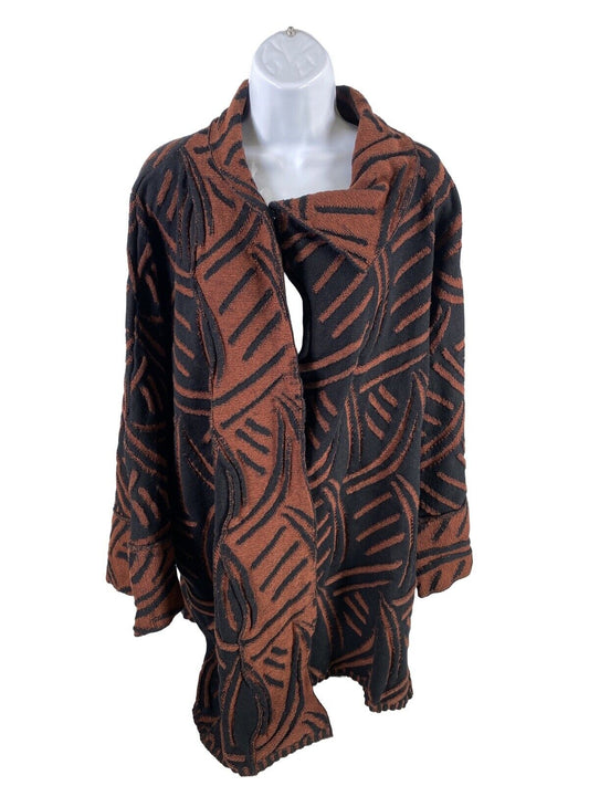 Chris Triola Women's Brown/Black Snap Neck Open Front Cardigan/Cape - OS