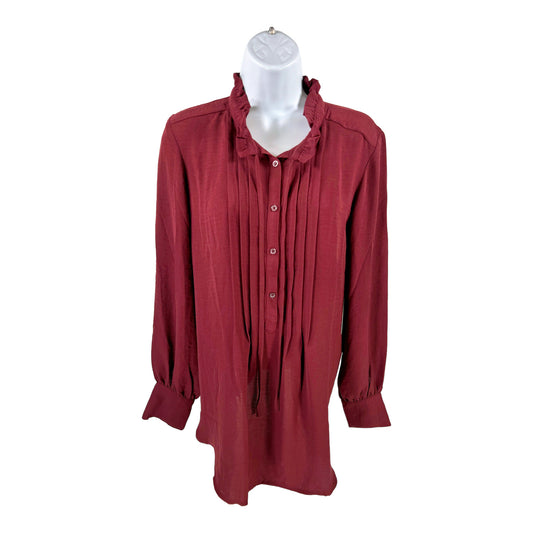 NEW Simply Vera Wang Women’s Burgundy Pleated Front Blouse - S