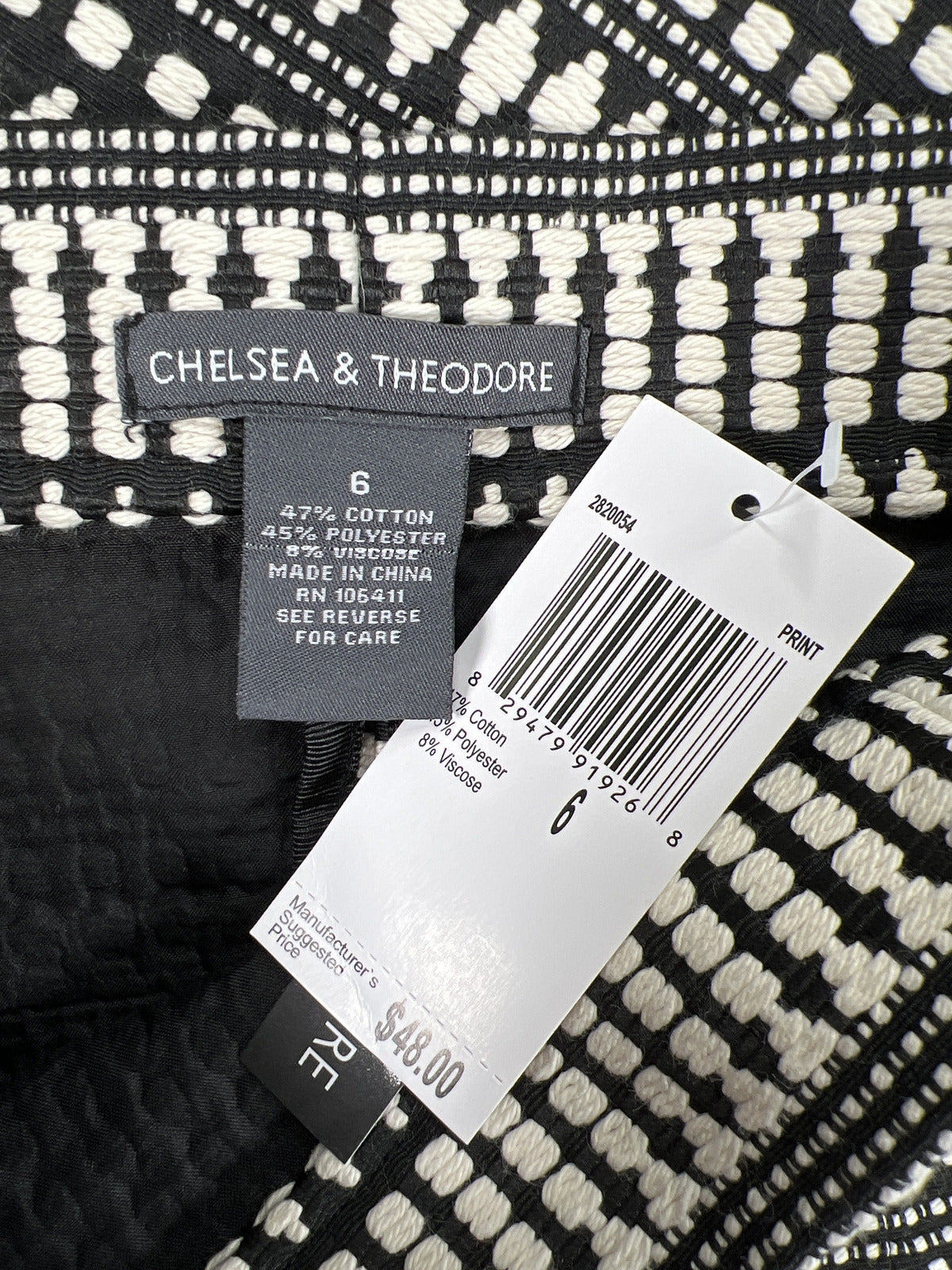 NEW Chelsea and Theodore Women’s Black/White A-Line Skirt - 6