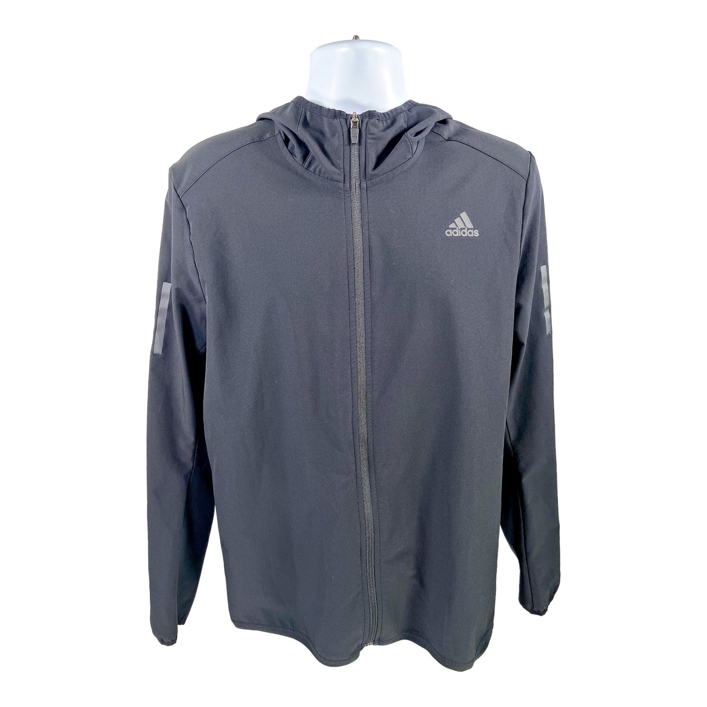 Adidas Men’s Black Long Sleeve Full Zip Running Windbreaker Jacket - M