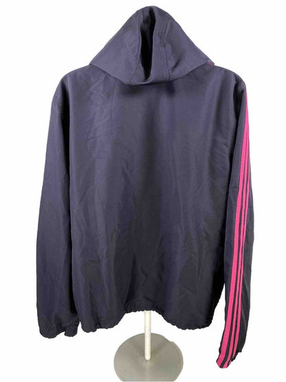 adidas Women's Dark Purple Mesh Lined Full Zip Hooded Track Jacket - L