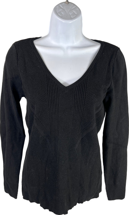 White House Black Market Women’s Black V-Neck Long Sleeve Sweater - S