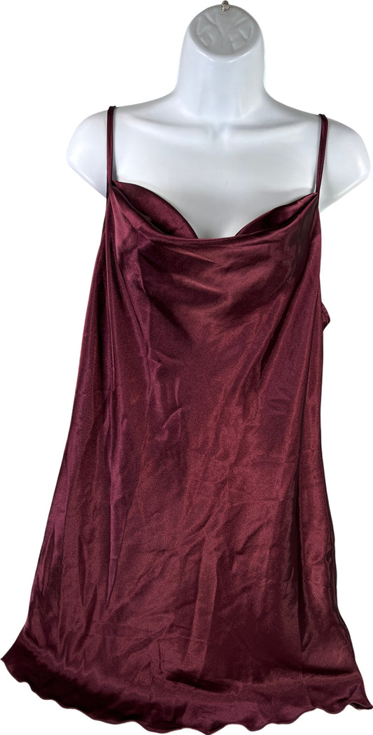 Bebe Women’s Burgundy Sleeveless Satin Short Slip Dress - XL