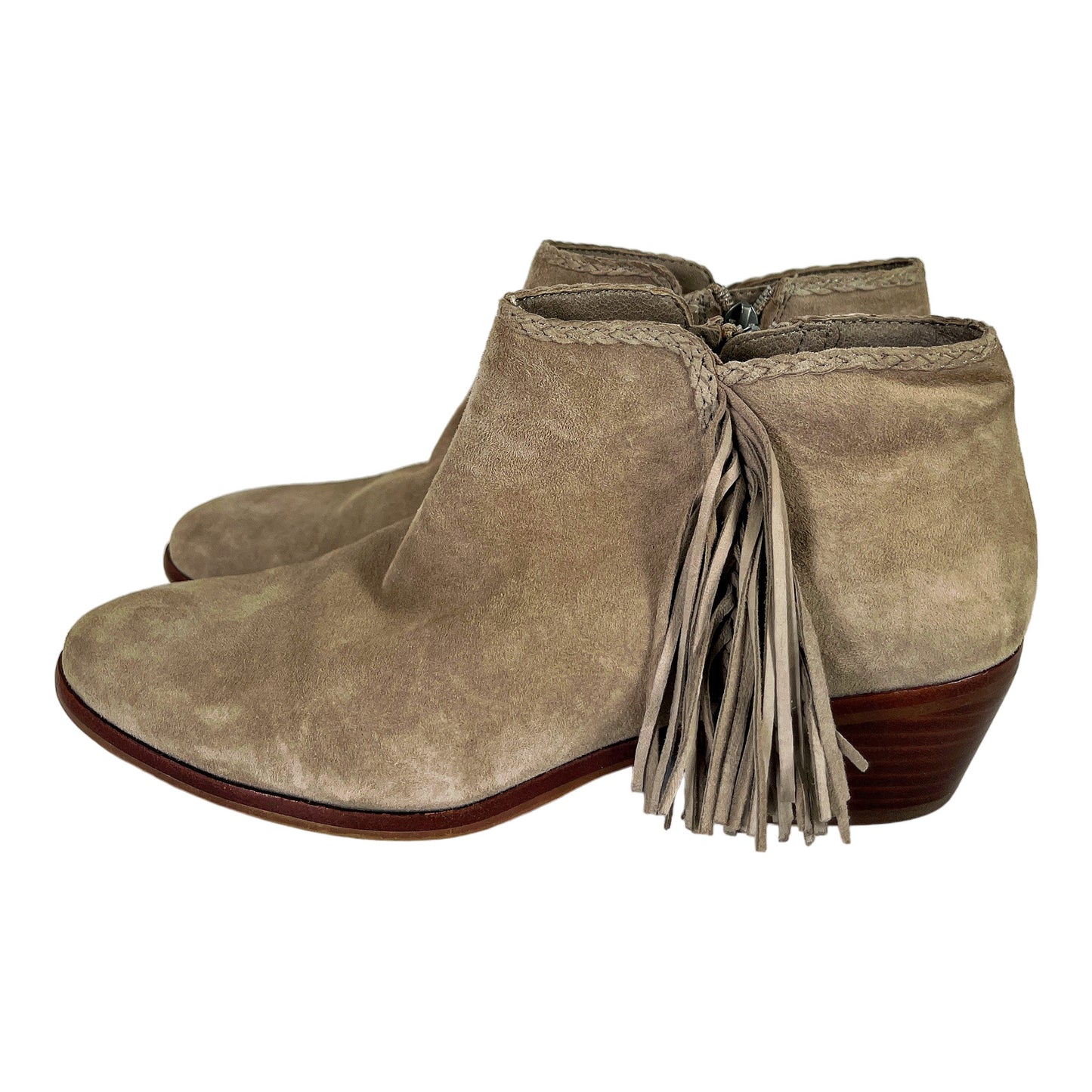 Sam Edelman Women’s Taupe Suede Fringe Ankle Booties - 8.5