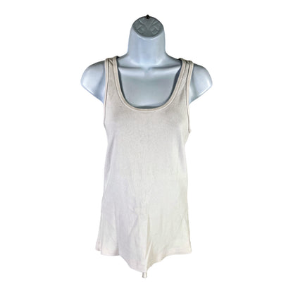 American Giant Women’s White Ribbed Short Sleeve Tank Top - M