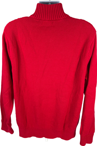 Nautica Men’s Red Cable Knit Henley Button Holiday Sweater - XL