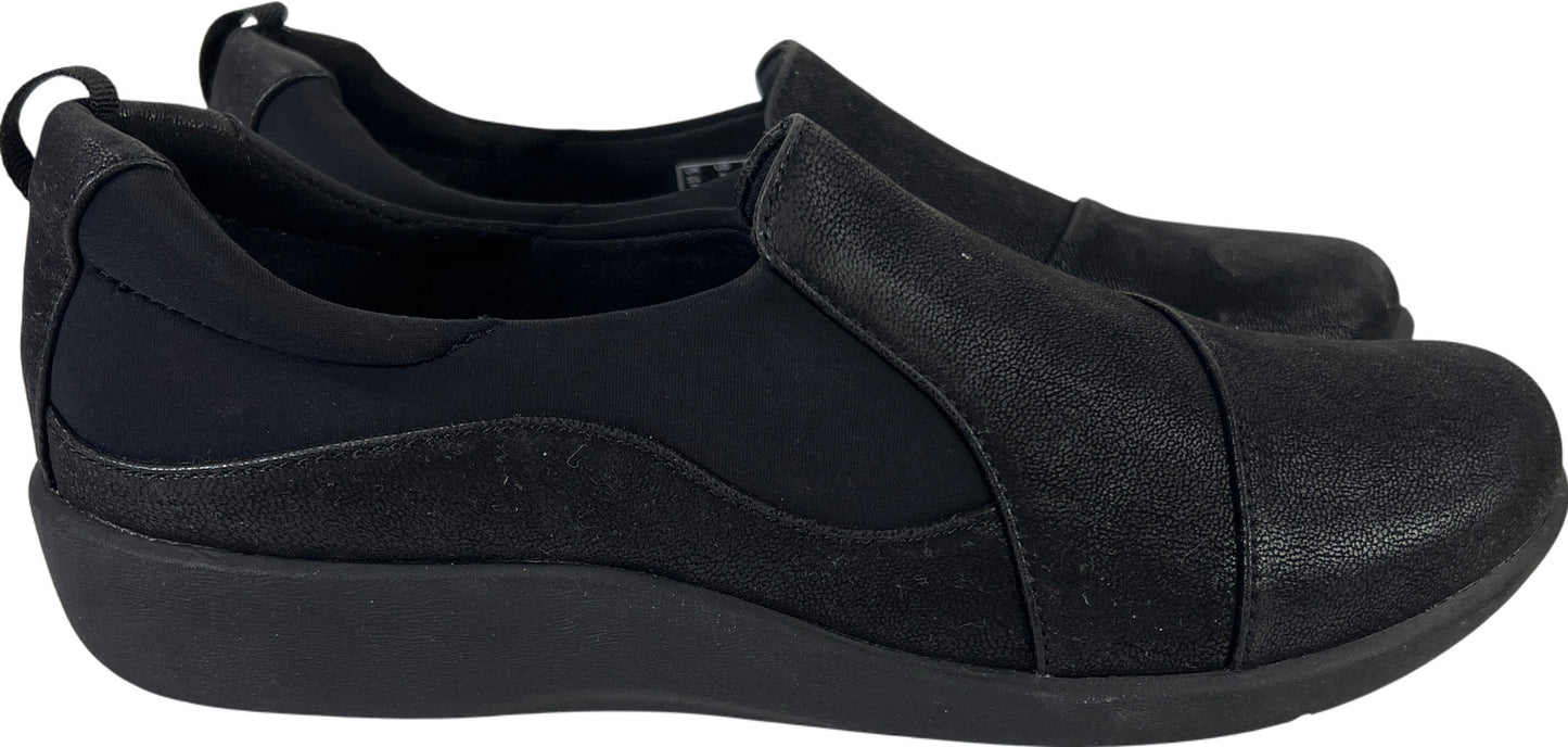 NEW Clarks Women’s Black Fabric Sillian Slip On Sneakers Shoes - 8 M