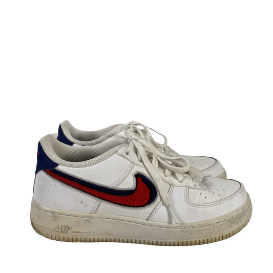 Nike Youth White Leather Air Force 1 Low Chenille Shoes AO3620 - 6.5 Y