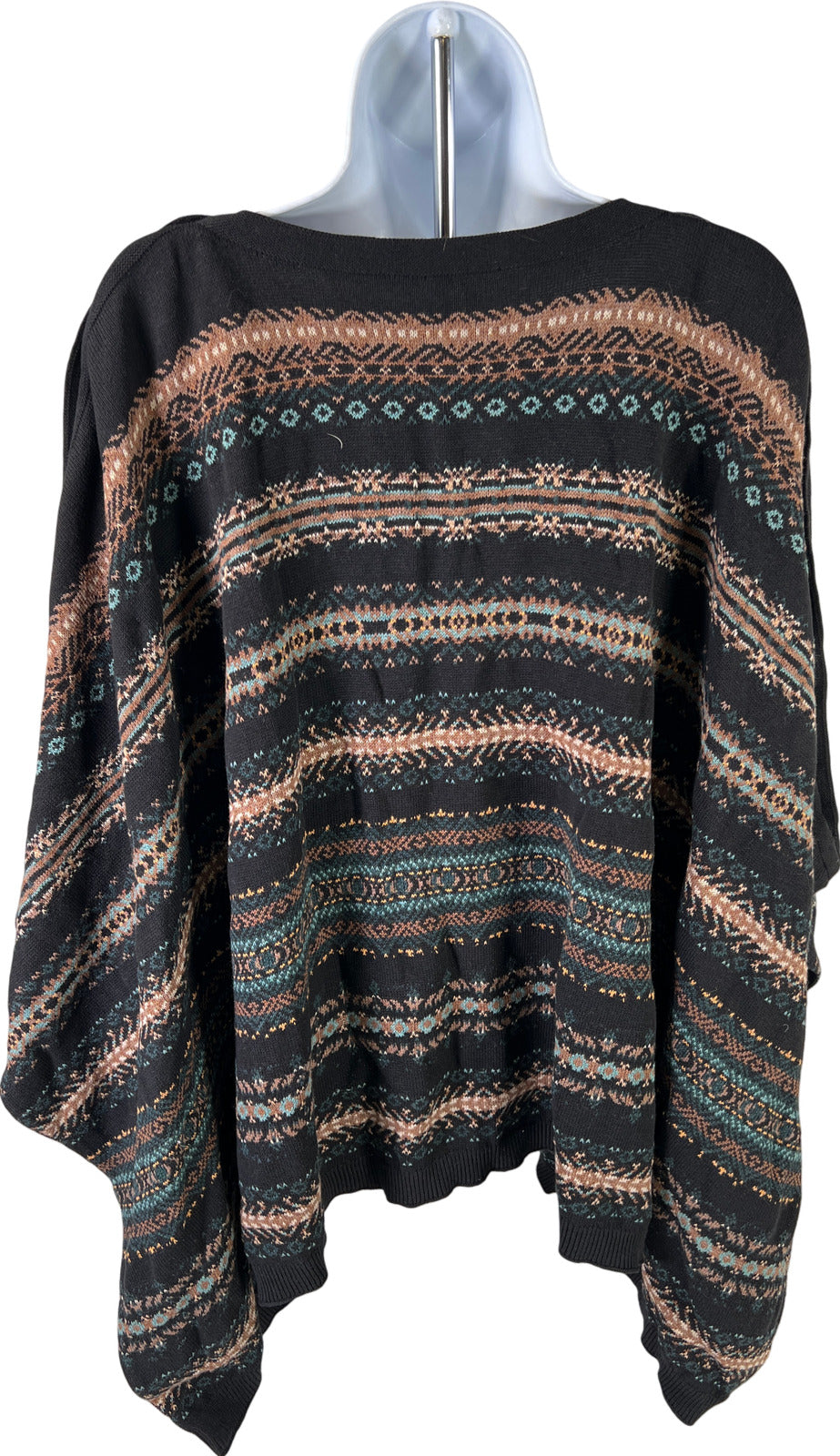 J. Jill Women’s Black Striped Sweater Poncho - One Size