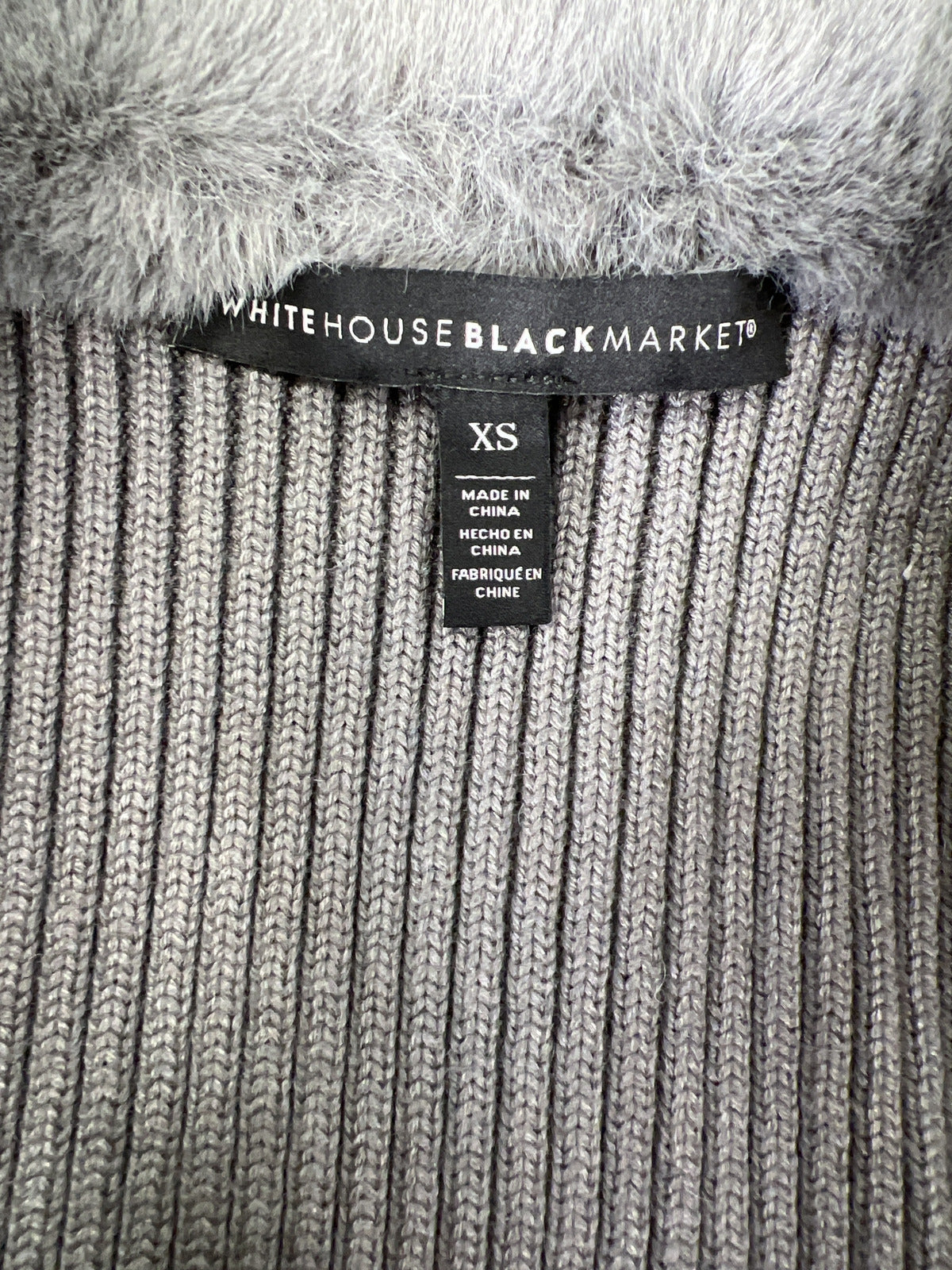 White House Black Market Women’s Gray Faux Fur Full Zip Vest - XS