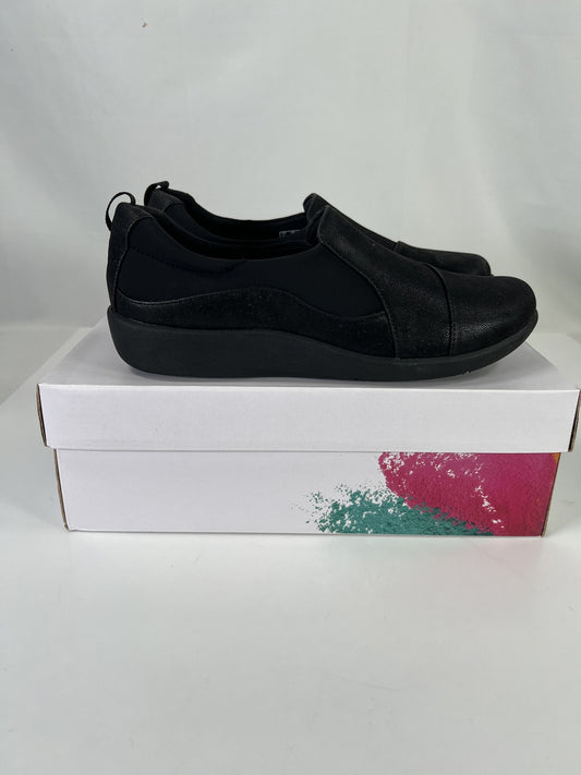 NEW Clarks Women’s Black Fabric Sillian Slip On Sneakers Shoes - 8 M