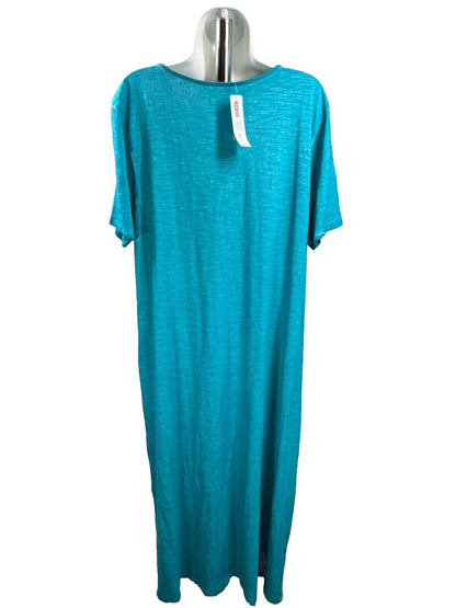 NEW Chico's Women's Blue Cotton Slub Midi Dress - 3/US 16