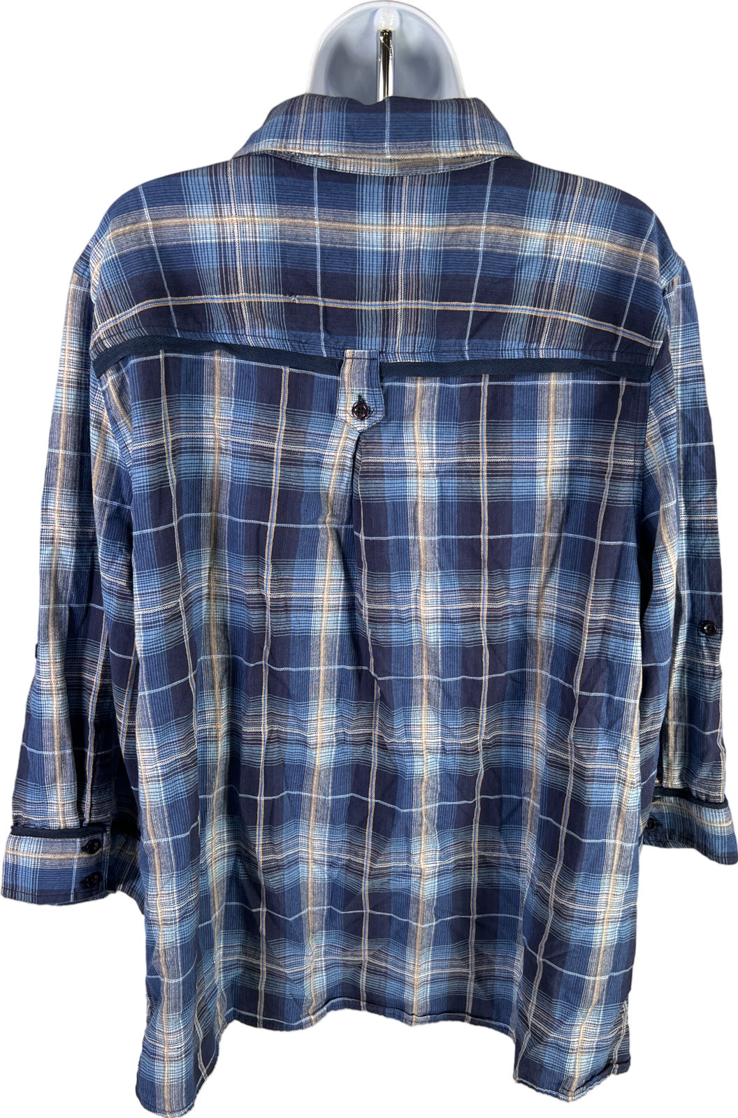 NEW CJ Banks Women’s Blue Plaid 3/4 Sleeve Button Up Shirt - Plus 2X