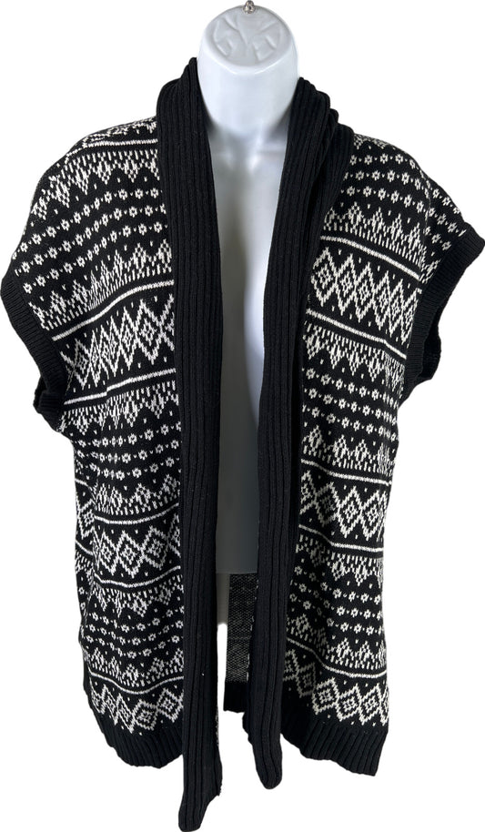 NEW CJ Banks Women’s Black/White Sleeveless Cardigan Sweater - Plus 1X