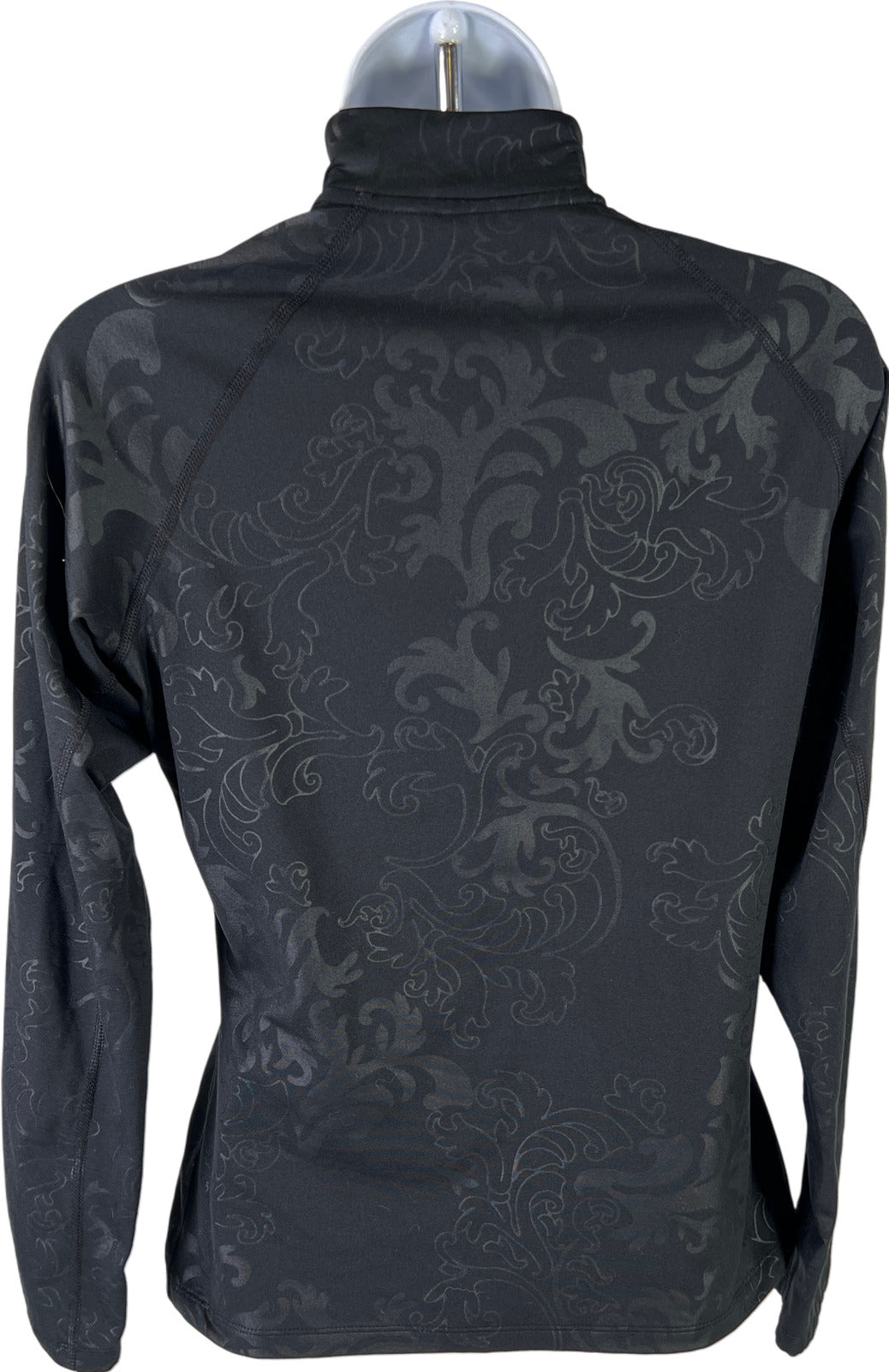 Nike Womens Black Floral Print Dri-Fit 1/2 Zip Therma Athletic Running Shirt - S