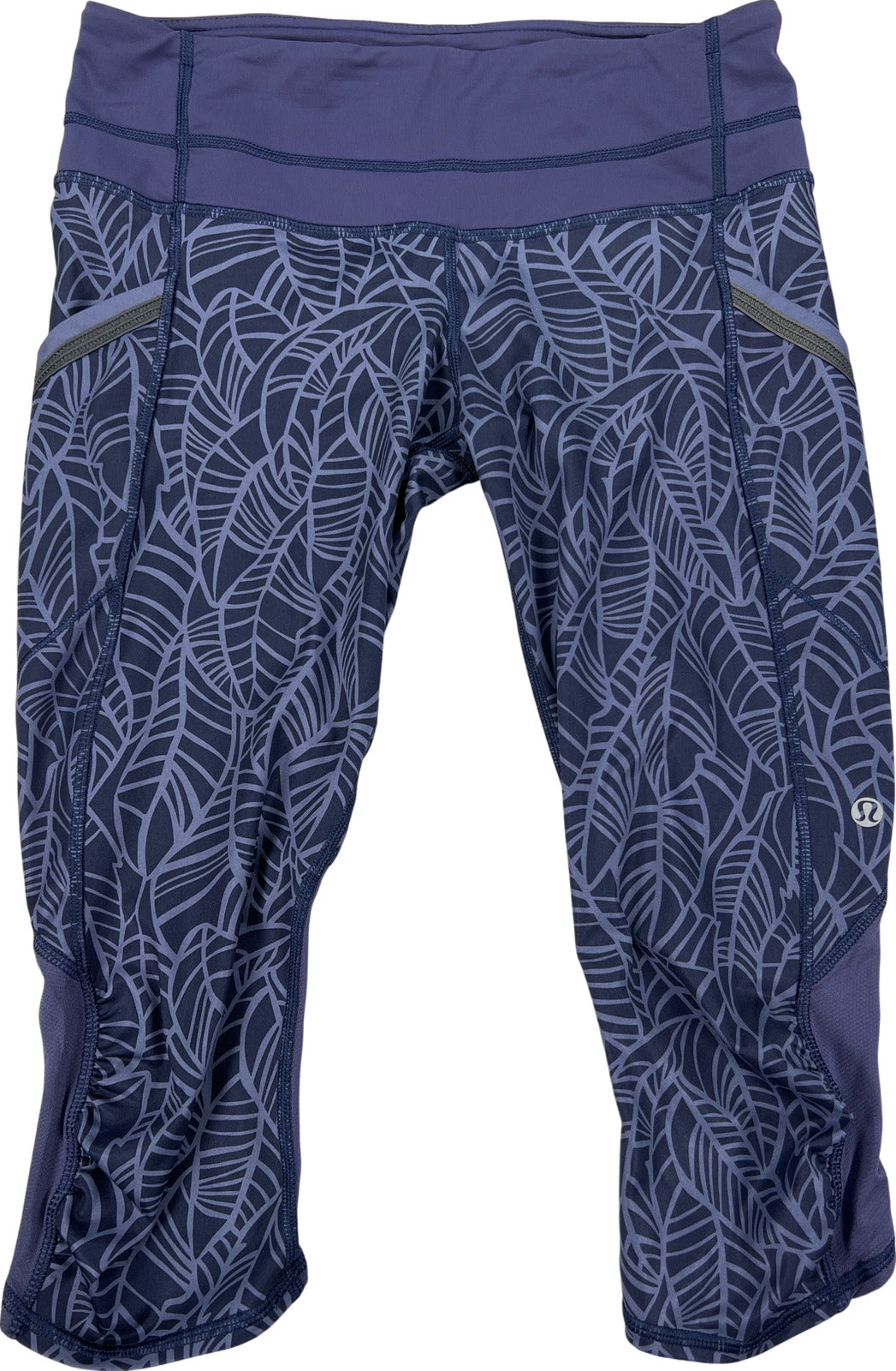 Lululemon Women’s Blue Pretty Palm Run A Marathon Cropped Leggings - 6