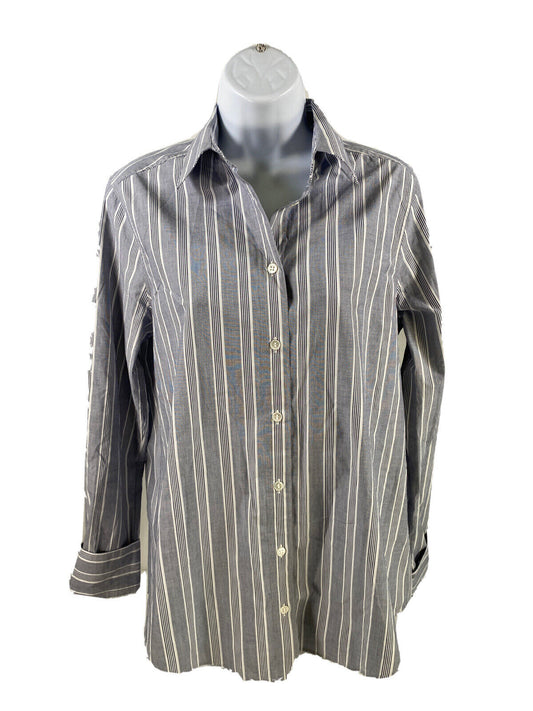 Banana Republic Women's Blue Striped Long Sleeve Button Up Shirt - S