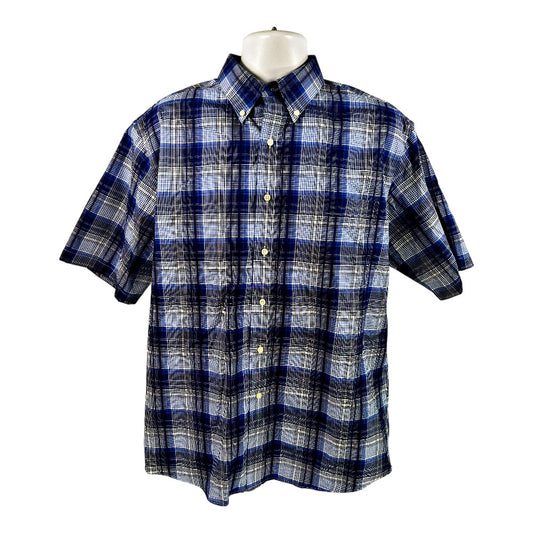 Jos. A. Bank Men’s Blue Plaid Short Sleeve Button Down Shirt - L