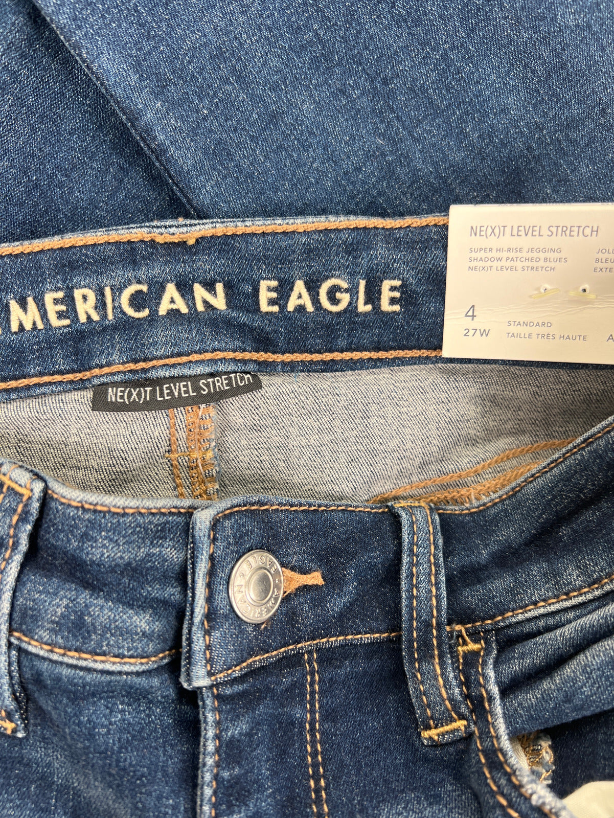 NEW America Eagle Womens Dark Wash Next Level Stretch Distressed Jegging Jeans-4