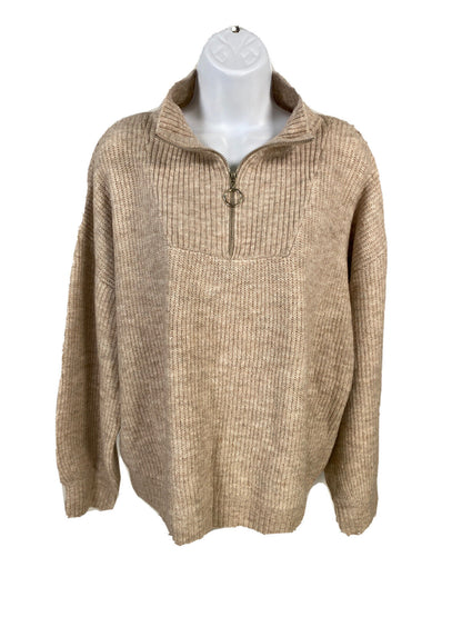 New Nine West Women's Beige Knit 1/4 Zip Pullover Sweater Sz PXL