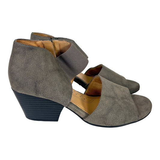 Natural Soul Women’s Gray Dylan Open Peep Toe Booties - 8