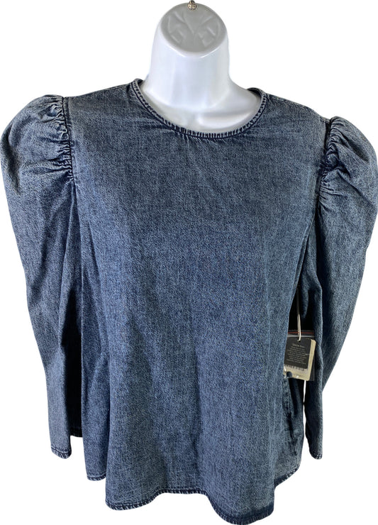 NEW ANA Women’s Blue Chambray Long Sleeve Blouse - L