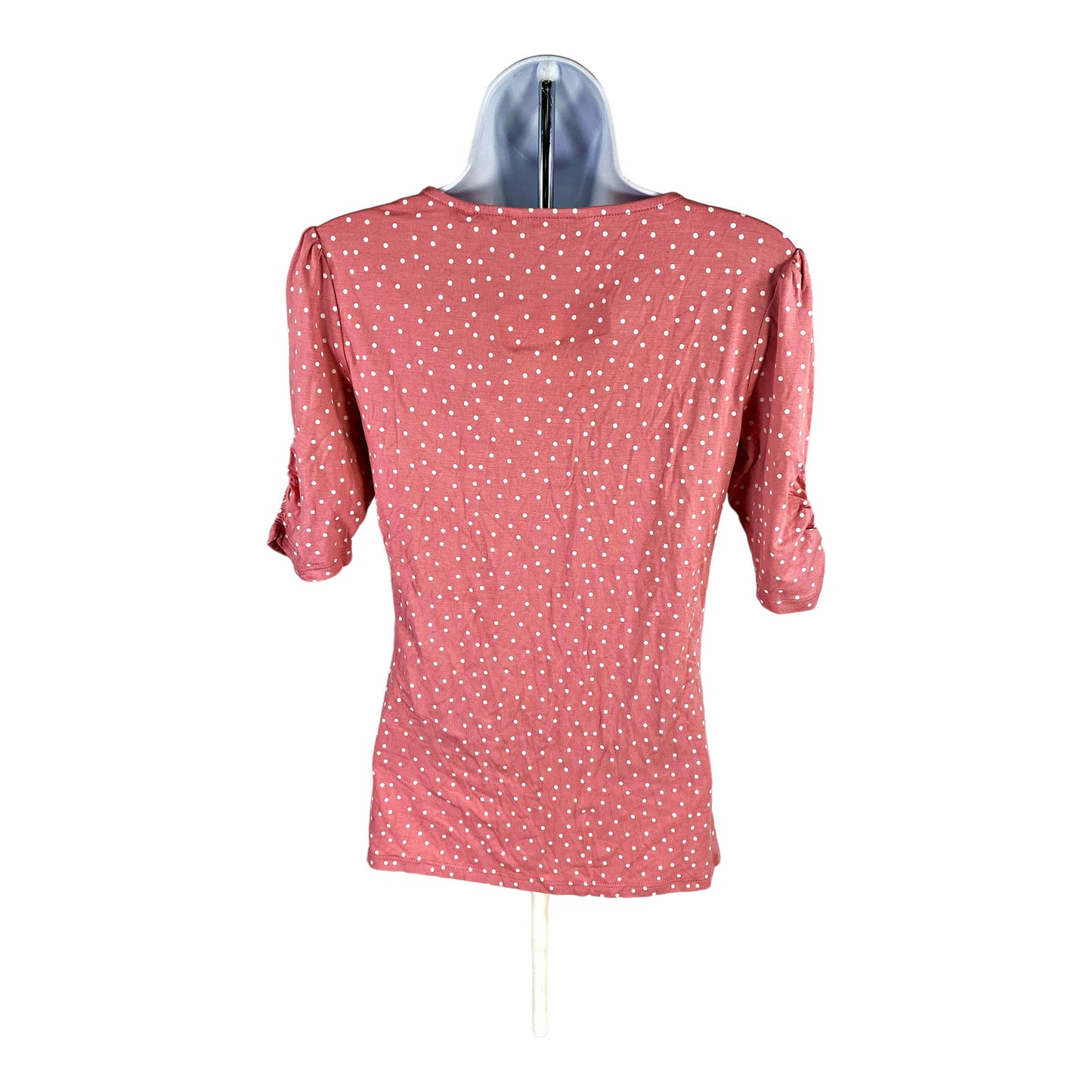 NEW Boden Women’s Pink Polka Dot V-Neck Short Sleeve Shirt - 2