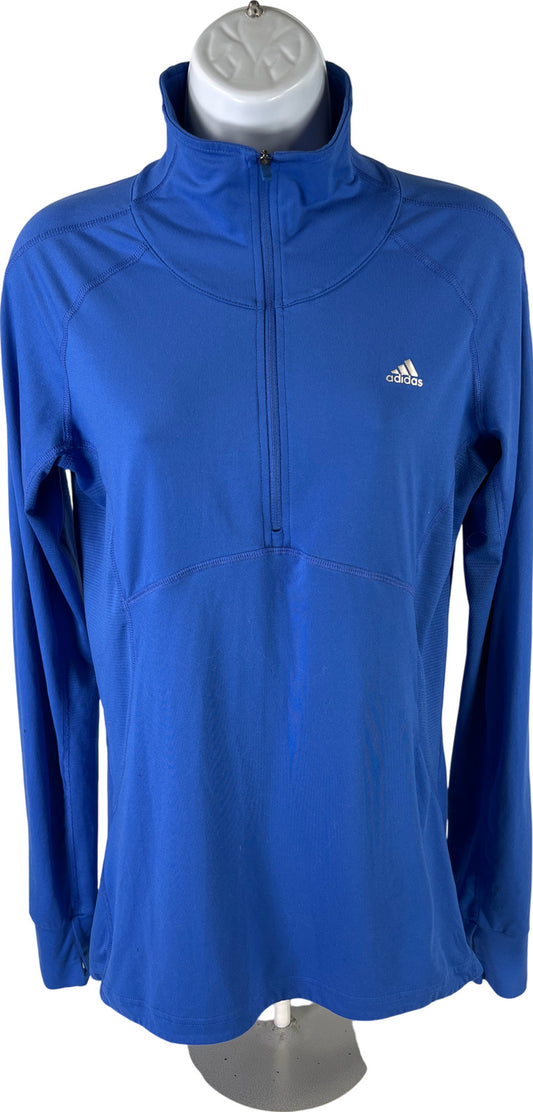 Adidas Women’s Blue Long Sleeve 1/2 Zip Climalite Athletic Shirt - M