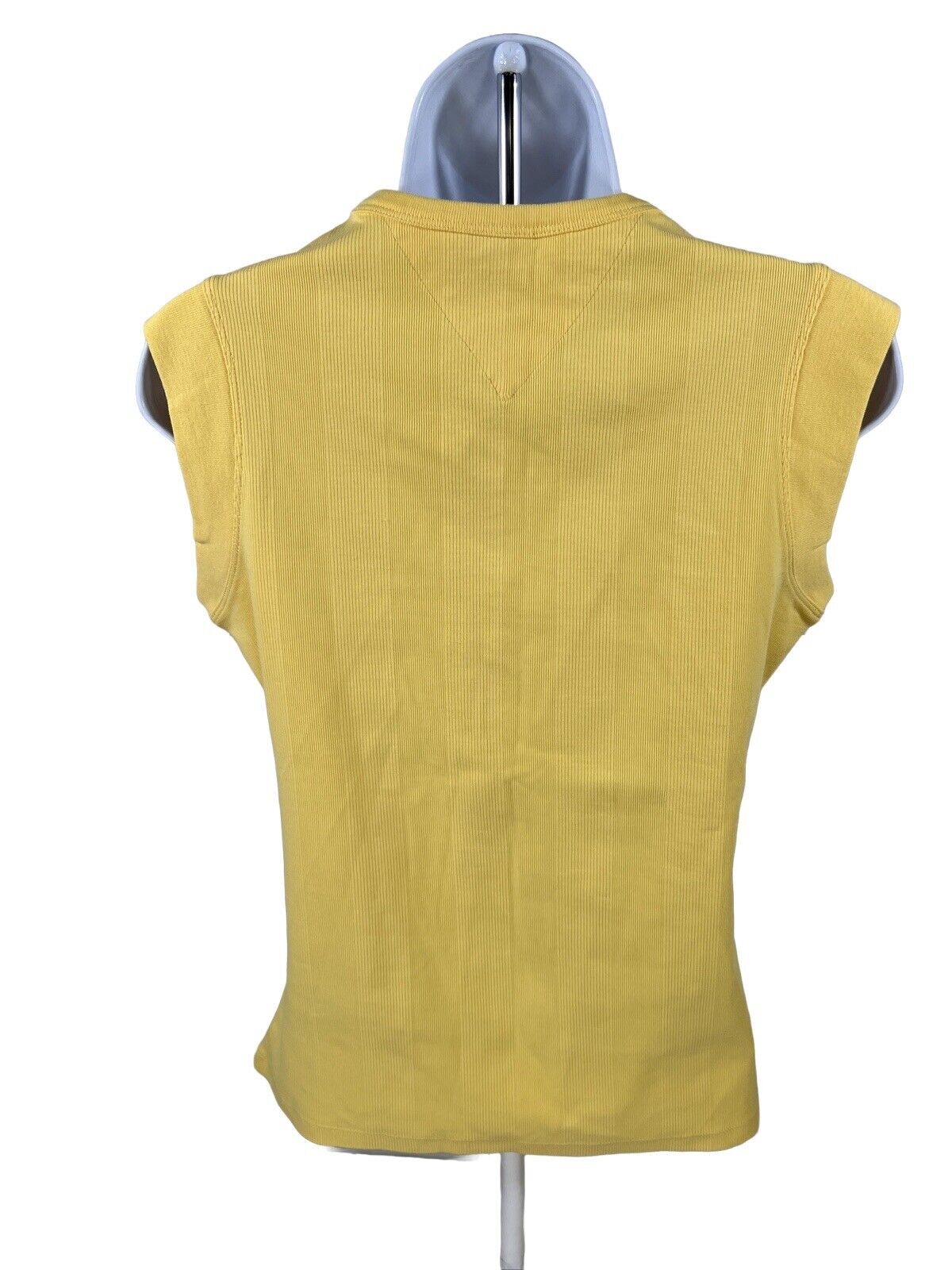 NEW Tommy Hilfiger Women's Yellow Sleeveless Henley Top - L