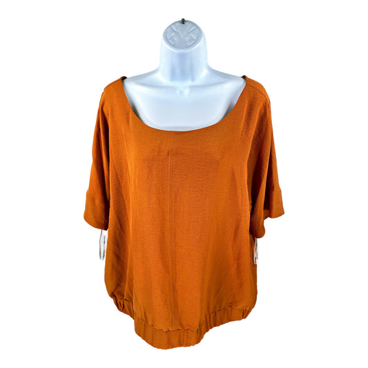 NEW Calvin Klein Women’s Orange Short Sleeve Blouse - XL