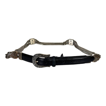 Brighton Women’s Black Leather & Chain Belt - L