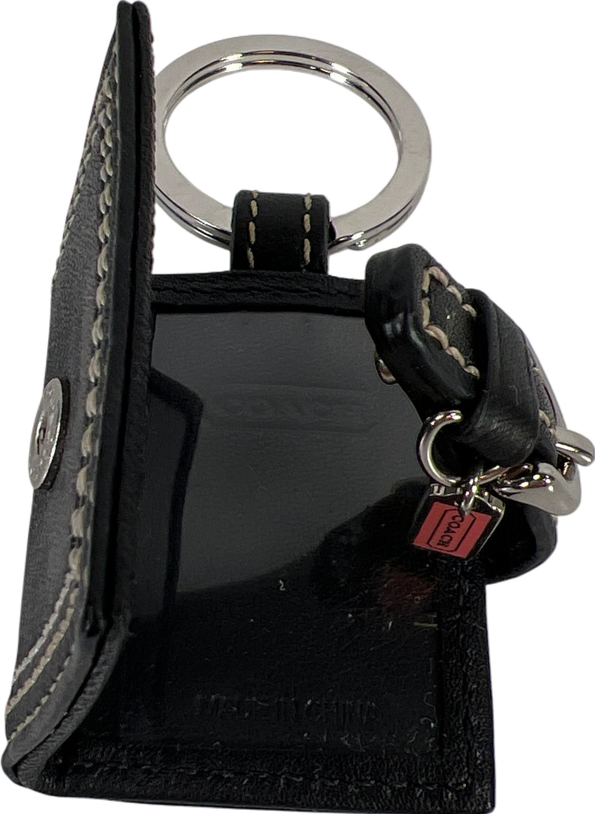 Coach Women’s Black Leather Mini Wallet Picture Holder Keychain