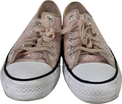 Converse Women’s Pink Glitter Shine Low Top Lace Up Sneakers - 7