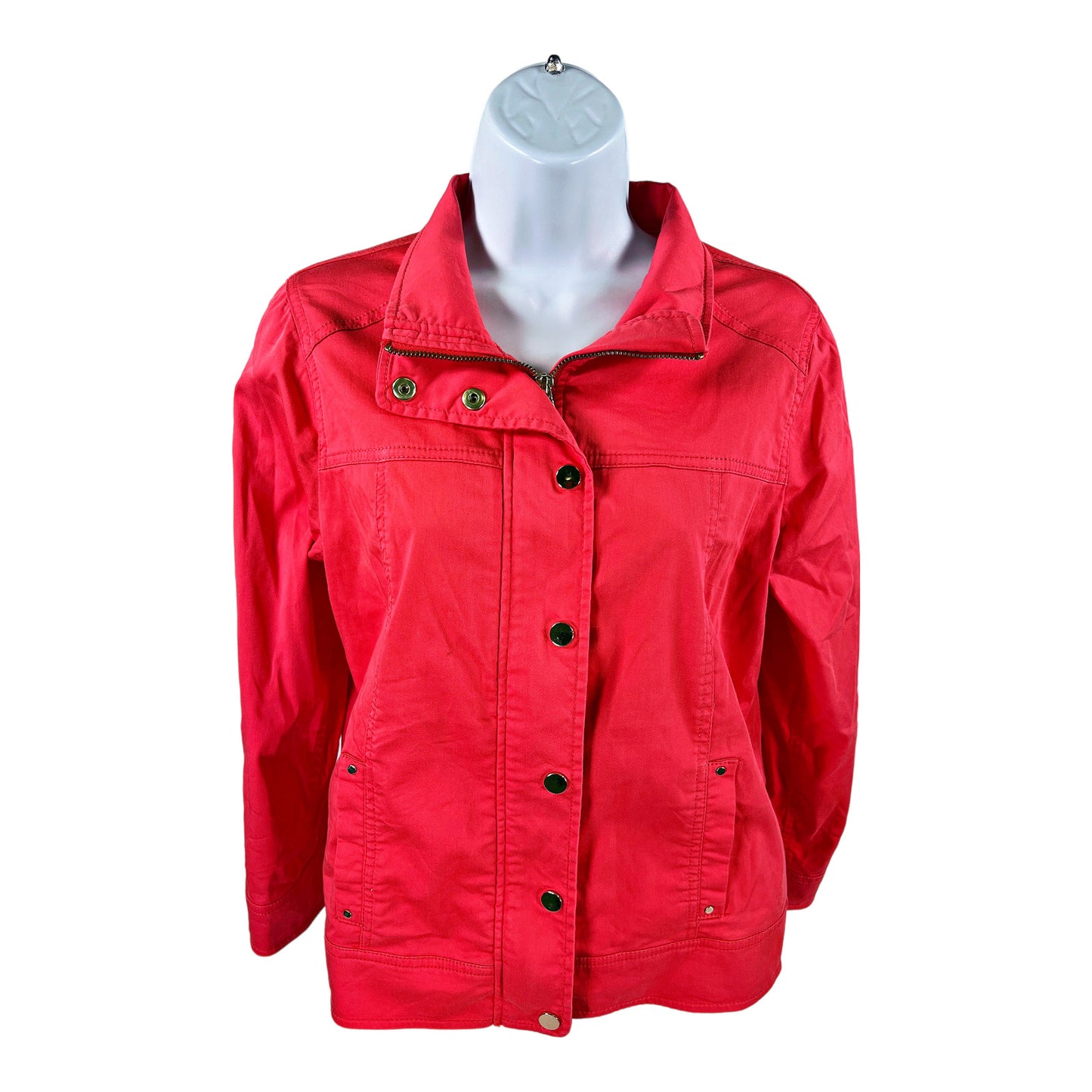 Chico’s Women’s Pink/Red Long Sleeve Snap Button Casual Jacket - 0/US S