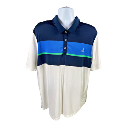 Adidas Men’s White/Blue Short Sleeve Climacool Golf Polo - 2XL