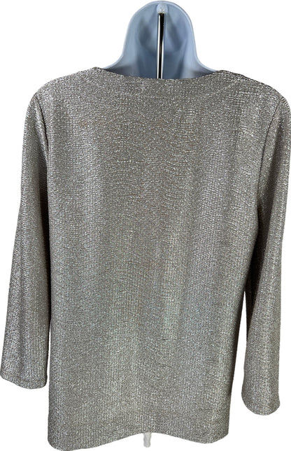 Ann Taylor Women’s Gold & Silver Metallic Long Sleeve Shirt Top - S