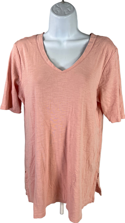 J. Jill Women’s Pink Pima Double V Elbow Sleeve Tunic Top - M