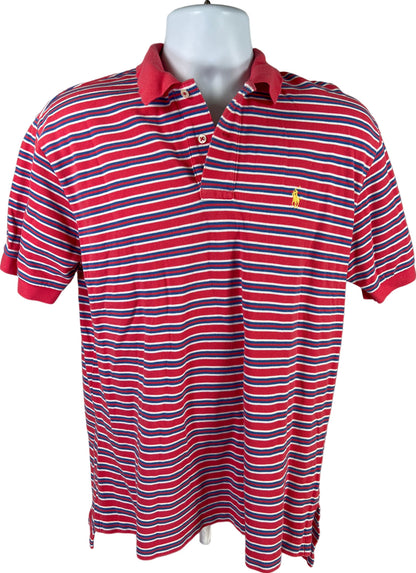 Polo Ralph Lauren Men’s Pink Striped Short Sleeve Cotton Polo Shirt - L