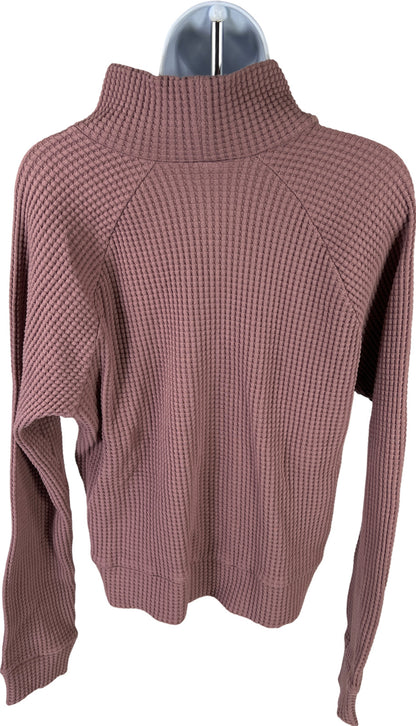 The North Face Women’s Pink Mock Neck Chabot Waffle Knit Sweater - M