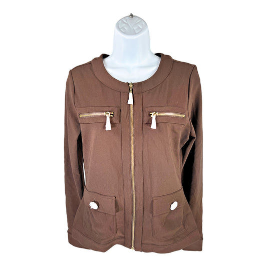 NEW Boston Proper Women’s Brown Full Zip Stretch Lightweight Jacket - S