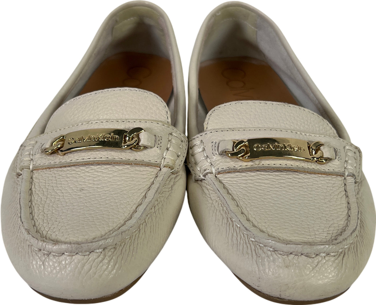 Calvin Klein Women’s Ivory Leather Lunasi Driving Loafers - 8.5