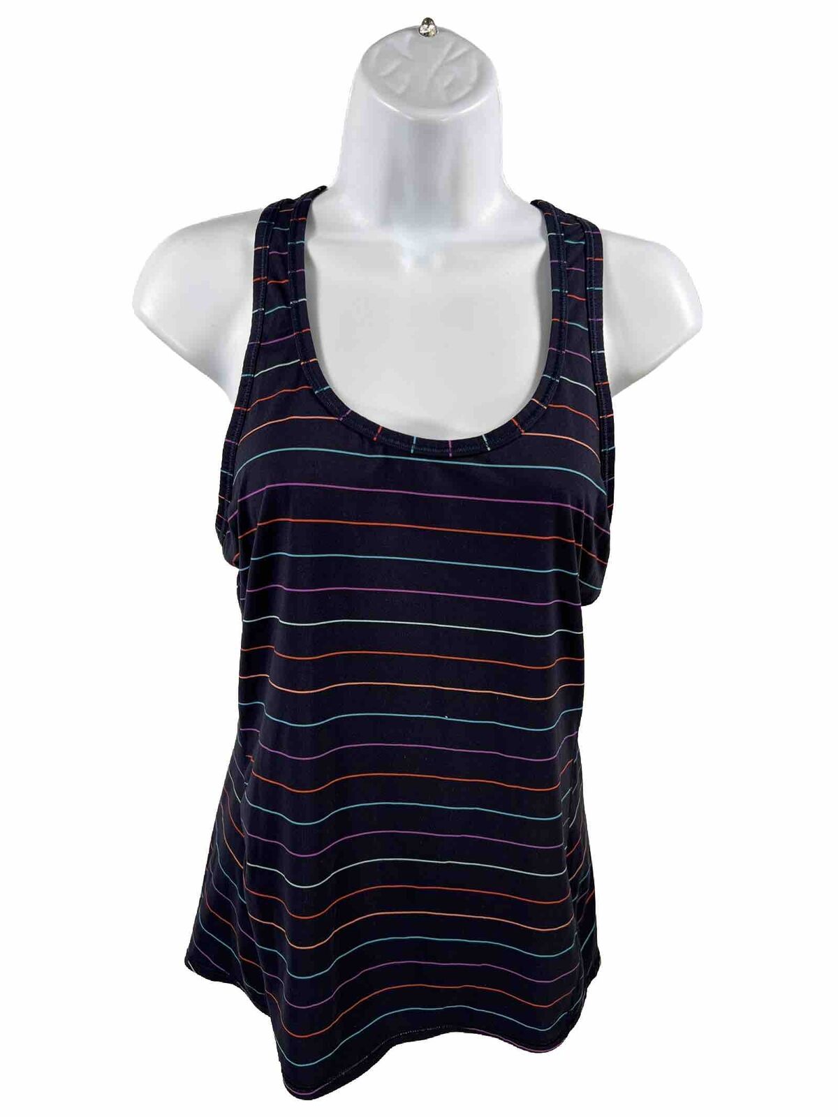 Athleta Women's Navy Blue Striped Chi Tank Top - S